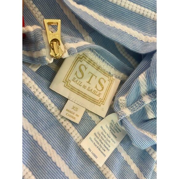 STS SAIL TO SABLE SHIFT DRESS BLUE STRIPES SZ XS SAILOR CHIC NAUTICAL AESTHETIC - Picture 8 of 16